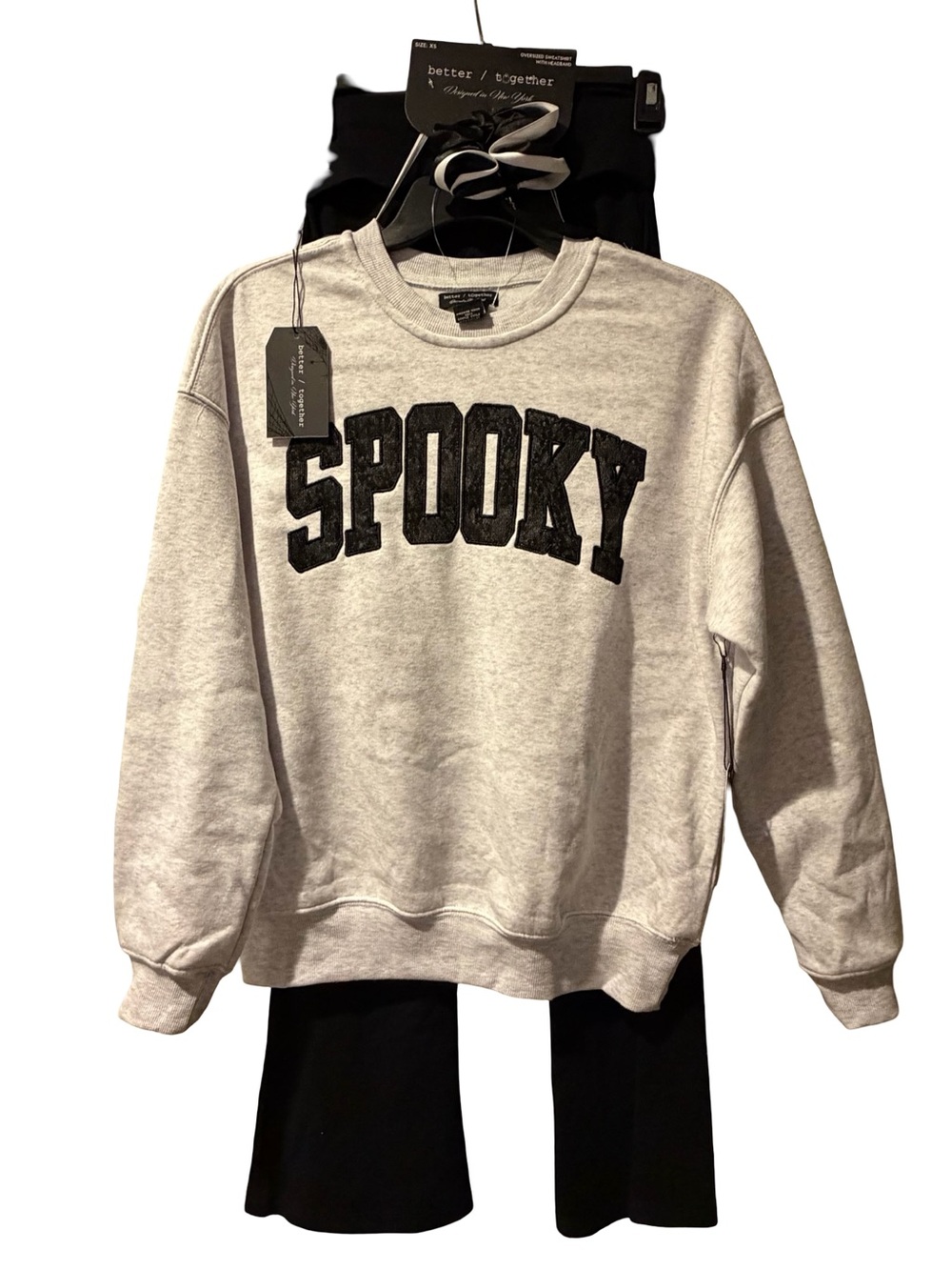 Spooky Embroidered Halloween Sweatshirt, Leggings, & Scrunchie Set NW - Picture 2 of 9
